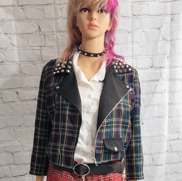 Lip Service Green Plaid Stud Jacket - Picture 2 of 11